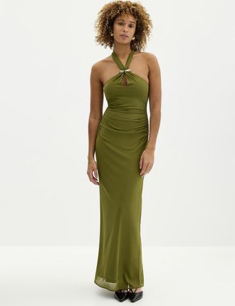 Ever New Womens Jayni golden pin long halter dress