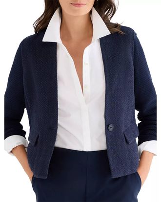 Nic+Zoe Weave Mix Collarless Jacket In Dark Indigo