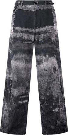 Roberto Cavalli Katoenen Broek met Gradi&euml;nt Motief - Heren - Wijde Broeken - Zwart - W34 - Katoen - Broeken