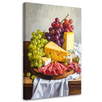 Feeby Cuadro Sobre Lienzo, Tabla De Embutidos Y Quesos, 80x120