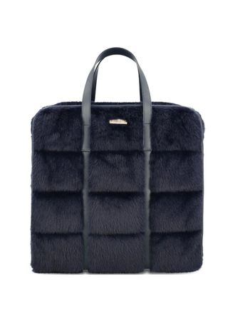 Herno medium quilted faux-fur tote bag - Blue