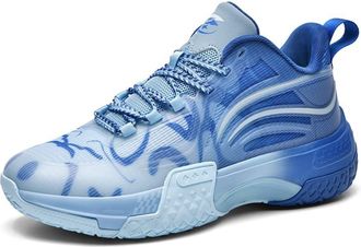 Generic Mens Basketball Shoes Shock-Absorbing Wear-Resistant Anti Slip Rebound Training Fashionable Sports Boots Walking Shoes(Blue,5.5 UK)