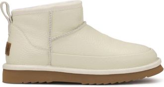Kazar Leren sneeuwlaarzen met wol - Dames - Winterlaarzen - Beige - 39 EU - Wol - Schoenen