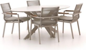 Bellagio la vita attrattiva Bellagio Marudo/Furato ellips 200cm dining tuinset 5-delig stapelbaar