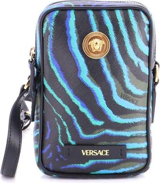 Versace Medusa Biggie Pouch Crossbody Bag Printed Leather Micro