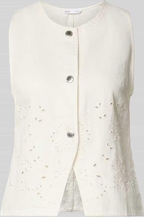 Mango Weste mit Lochstickerei Modell JOANA in Offwhite, Gr&ouml;&szlig;e L