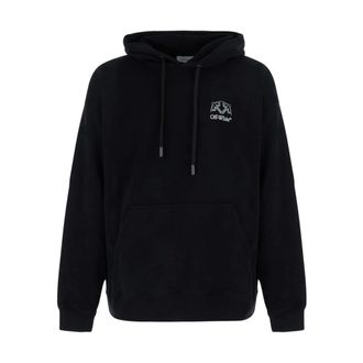 Off-white Hoodies & sweatvesten, Heren, Zwart, L, Katoen, Logo-Print Katoenen Hoodie