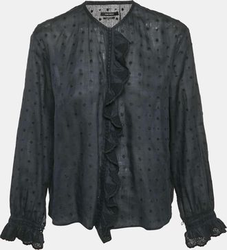 Isabel Marant Black Floral Embroidered Ramie Blouse S