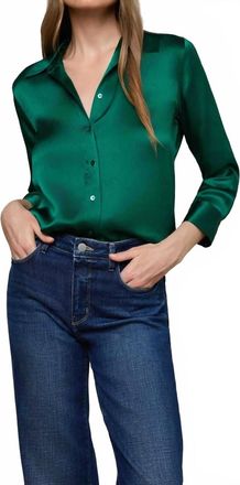 L'agence Dani 3/4 Sleeve Blouse In Bottle Green