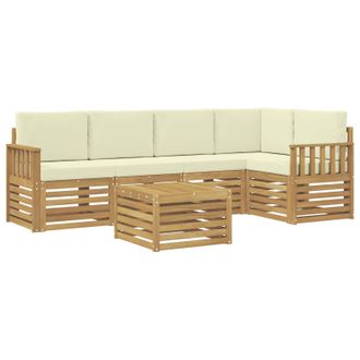 vidaXL Conjunto De Sof&aacute;s De Exterior 6 Pcs Blanco Y Crema Vidaxl