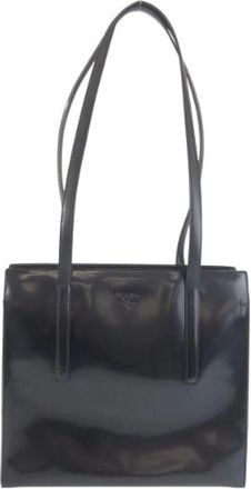 Prada Pre-owned Tote Bags, female, Black, Size: ONE SIZE Pre-owned Patent Leather 2way Tote Bag