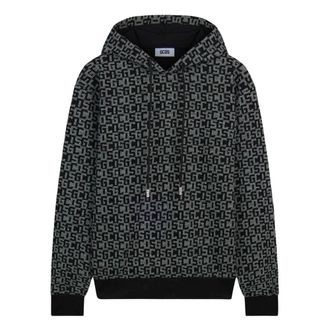 GCDS All-Over Monogram Hoodie - Heren - Hoodies - Zwart - S - Hoodies & sweatvesten