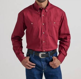 Wrangler George Strait Solid Long Sleeves In Red