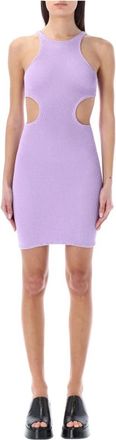 Reina Olga Lilac stretch nylon ele mini -jurk - Dames - Korte kleedjes - Paars - M - Nylon - Kleedjes