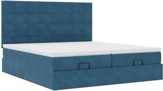 vidaXL Vidaxl - Estructura De Cama Otomana Colchones Terciopelo Azul Oscuro