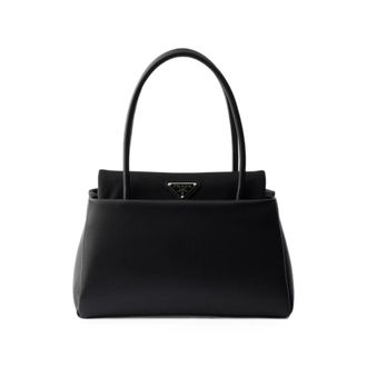 Prada Passage Small Leather Bag With Re-Nylon Flap