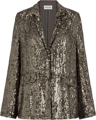 P.A.R.O.S.H. Grijze Pailletten Blazer met Zakken aan de Voorkant - Dames - Blazers - Grijs - XS - Pailletten - Jassen