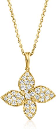 Ross-Simons Lab-Grown Diamond Flower Pendant Necklace in 18kt Gold Over Sterling