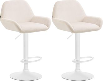 Clp Clp - Set De 2 Taburetes De Cocina Braga En Terciopelo Crema Metal Blanco Mate