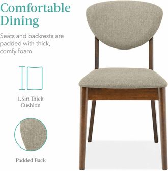 Best Choice Products 5-Piece Compact Wooden Mid-Century Modern Dining Set w/ 4 Chairs, Padded Seat & Back