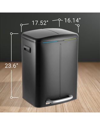 Happimess Marco Rectangular 10.5Gal Double Bucket Trash Can With Soft-Close Lid