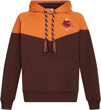 Etro Pegaso-embroidered cotton hoodie - men - Cotton - M - Brown