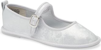 Elie Tahari Jacquard Satin Mary Jane Flat in Silver at Nordstrom Rack, Size 6.5