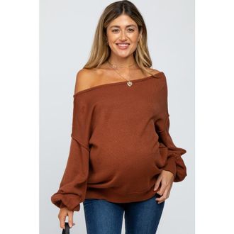 Pinkblush Boat Neck Bubble Sleeve Sweater in Camel at Nordstrom, Size Medium