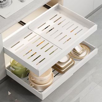 OEM Caj&oacute;n Deslizante Extensible Para Cocina, Almacenamiento Y Organizaci&oacute;n Sin Perforaciones Para Armarios De Cocina Y Ba&ntilde;o, Ancho Ajustable De 32 A 52 Cm