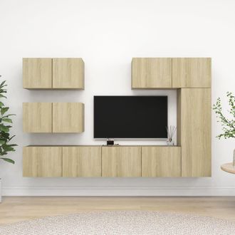 vidaXL Set De Muebles Sal&oacute;n Tv 6 Pzas Madera Ingenier&iacute;a Roble Sonoma Vidaxl