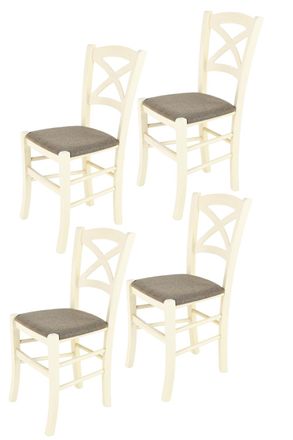 Tommychairs Tommychairs 4 Sillas Cross En Haya Anilina Blanca, Asiento Tela Corzo