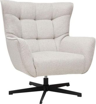 Miliboo Sill&oacute;n Escandinavo Giratorio En Tela Efecto Terciopelo Texturizado Beige Y Metal Avery