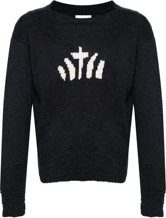 Visvim intarsia-knit silk-blend jumper - men - Silk/Linen/Flax - 2 - Blue