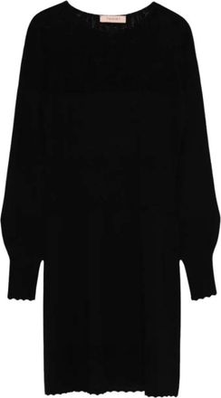 Twinset Short Dress - Dames - Korte kleedjes - Zwart - M - Polyester - Kleedjes