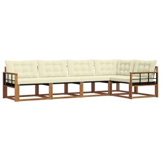 vidaXL Conjunto De Sof&aacute;s De Exterior Con Coj&iacute;n 5 Pcs Natural Y Crema Vidaxl