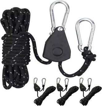 OEM Trinquete De Cuerda, 4 Piezas, 4 M, Trinquete, Trinquete De Engranaje Interno, Trinquete Ajustable, 66 Kg (145 Lbs), Negro