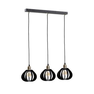 Netlighting Gemma Bar Pendant Ceiling Light Black Gold 60cm 3x E27