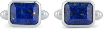 Mateo Bijoux Emerald Cut Lapis cufflinks - Silver