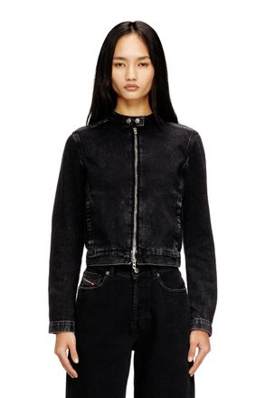 Diesel Moto jacket in denim in clean-wash denim - Denim Jackets - Woman - Black