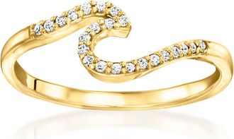 RS Pure by Ross-Simons Lab-Grown Diamond Wave Ring in 18kt Gold Over Sterling