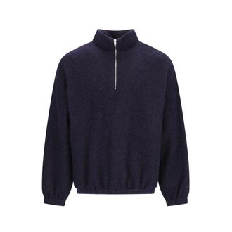 Jil Sander Sweatshirt HN LS EMB - Heren - Sweatshirts & Hoodies - Blauw - Maat: XL Wol