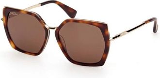 Max Mara Vierkante zonnebril - Dames - Zonnebrillen - Bruin - 56 MM - Accessoires
