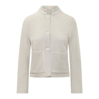 Gran Sasso Truien & Vesten, Dames, Beige, M, Gebreid jack met mandarijnkraag