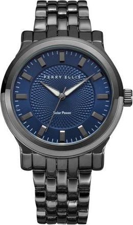 Perry Ellis Solar Mesh Strap Watch in Gunmetal at Nordstrom Rack