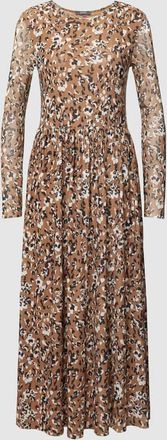 Montego Montego Midikleid mit Allover-Muster in Camel, Gr&ouml;&szlig;e 36
