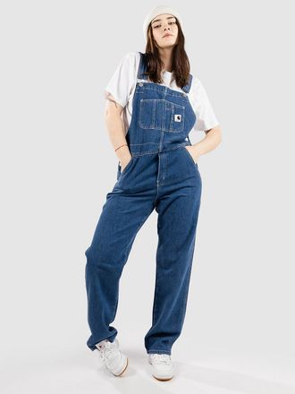 Carhartt Work in Progress Bib Overall Straight Dungaree Jeans stone washed blue