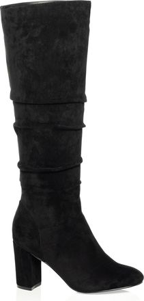 City Chic Womens Knee Boots - Suede, Black, 11 UK Wide