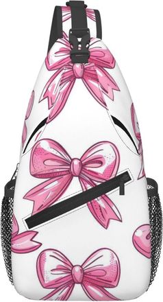 Generic Pink Bow Sling Bag Trendy Cross Body Bag Adjustable Crossbody Bags For Sports Women Outdoors
