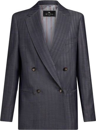 Etro wool double-breasted jacket - women - Viscose/Wool/Viscose/Acetate - 44 - Grey