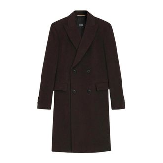 HUGO BOSS H Hyde DB Peak 254 Jas - Heren - Mantel - Bruin - L - Wol - Jassen